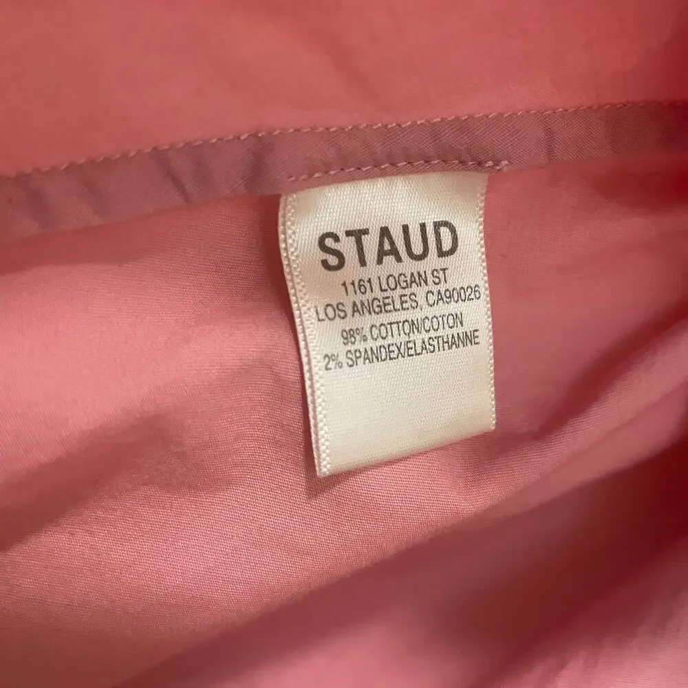 STAUD M Shelby Top Pink | Feminine Peplum, Bows Balloon Puff Cottage Blouse $275